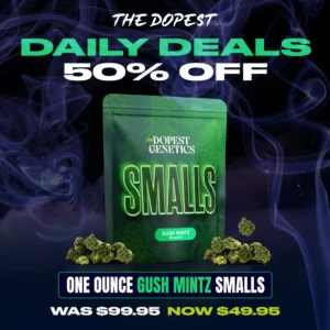 Smalls: Gush Mintz Indica flower 28 grams Daily Deal